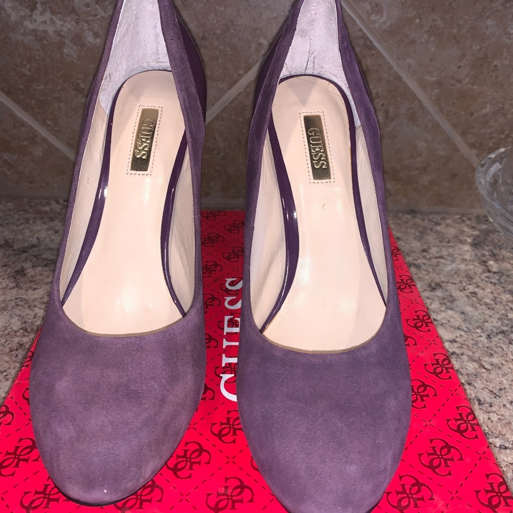 Guess purple suede heels 6.5 women size